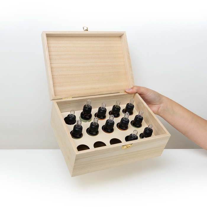 Houten essentiële olie kistje