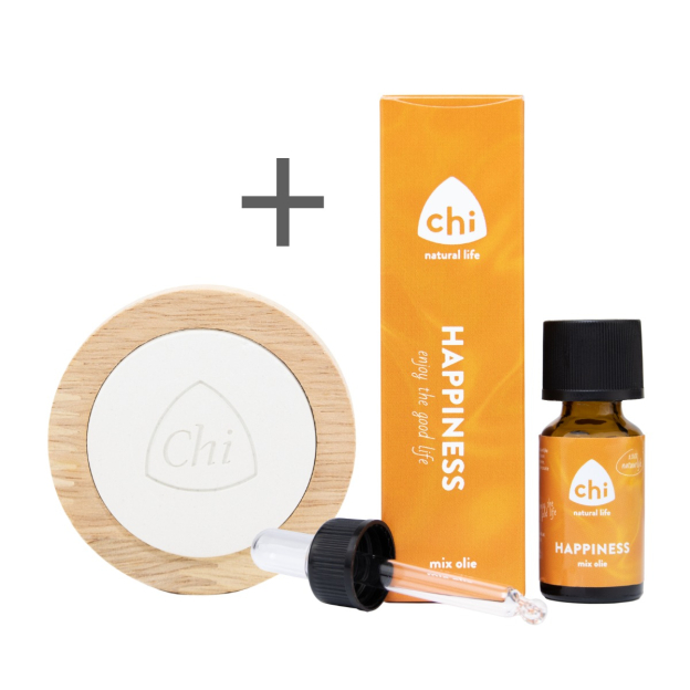 Happiness mix olie + Gratis Aromastone Wood