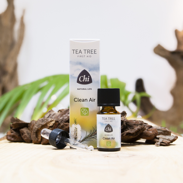 Tea Tree Clean Air mix olie + Gratis geurblokje en cadeaudoosje